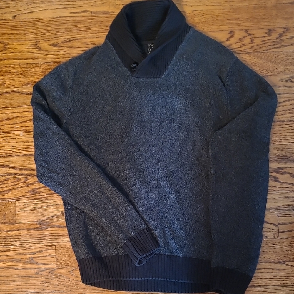 Jos. A. Bank Charcoal Shawl Sweater with Black Accents